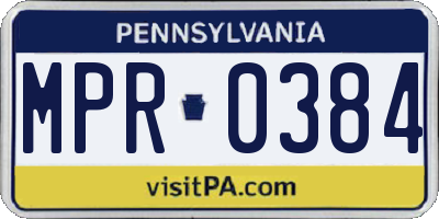 PA license plate MPR0384