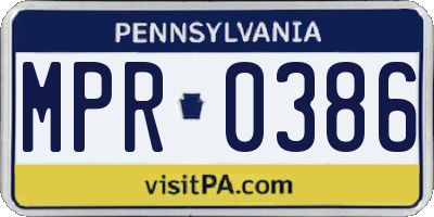 PA license plate MPR0386