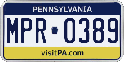PA license plate MPR0389