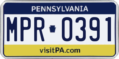 PA license plate MPR0391