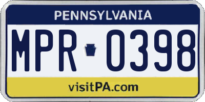 PA license plate MPR0398