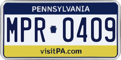 PA license plate MPR0409