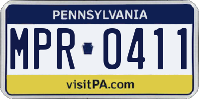 PA license plate MPR0411