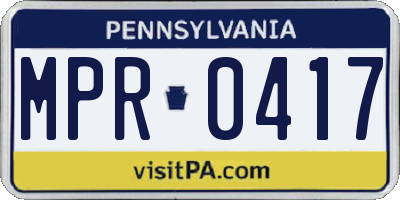 PA license plate MPR0417