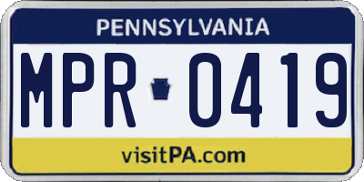 PA license plate MPR0419