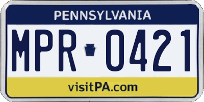 PA license plate MPR0421