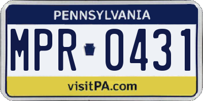 PA license plate MPR0431