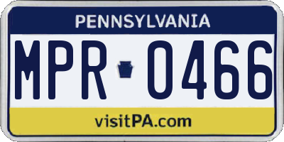 PA license plate MPR0466