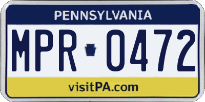 PA license plate MPR0472