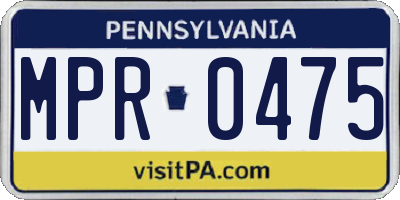 PA license plate MPR0475