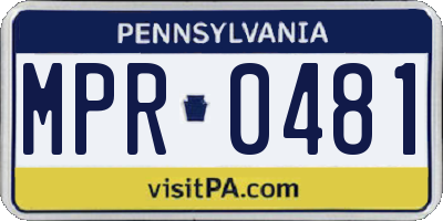 PA license plate MPR0481