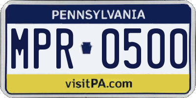 PA license plate MPR0500