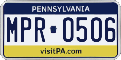 PA license plate MPR0506