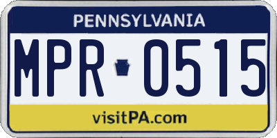 PA license plate MPR0515
