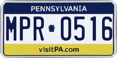 PA license plate MPR0516