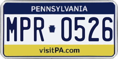 PA license plate MPR0526
