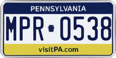 PA license plate MPR0538