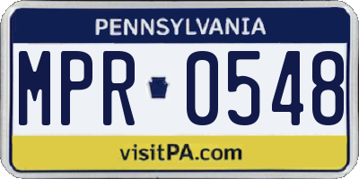 PA license plate MPR0548