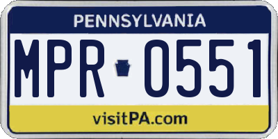 PA license plate MPR0551