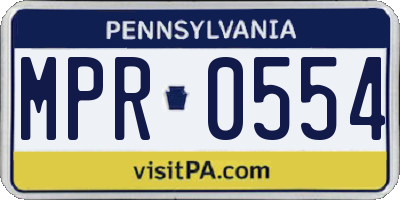 PA license plate MPR0554