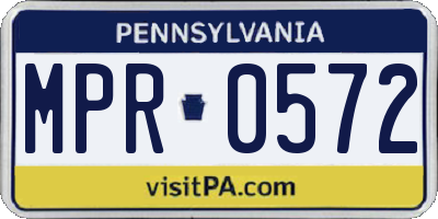 PA license plate MPR0572