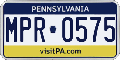 PA license plate MPR0575