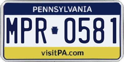 PA license plate MPR0581