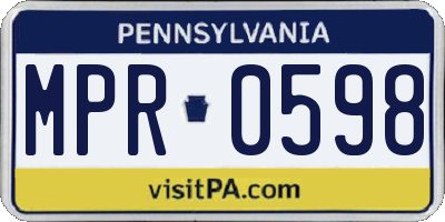 PA license plate MPR0598