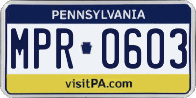 PA license plate MPR0603