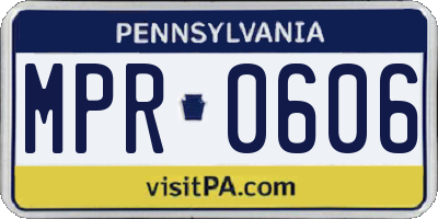 PA license plate MPR0606