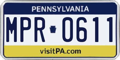PA license plate MPR0611
