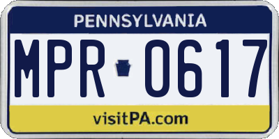 PA license plate MPR0617