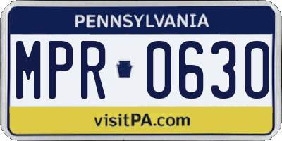 PA license plate MPR0630