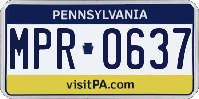 PA license plate MPR0637