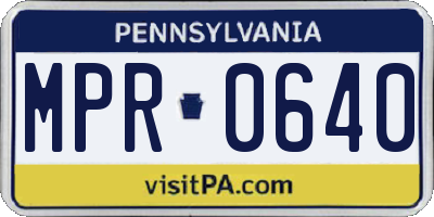 PA license plate MPR0640