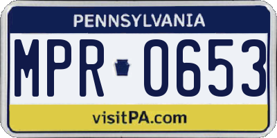 PA license plate MPR0653