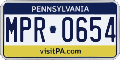 PA license plate MPR0654