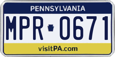 PA license plate MPR0671