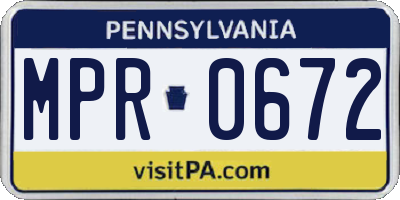 PA license plate MPR0672