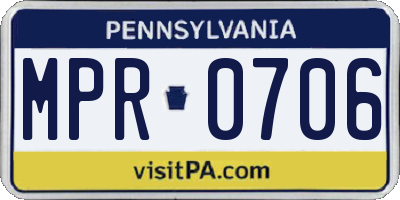 PA license plate MPR0706