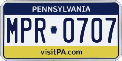 PA license plate MPR0707