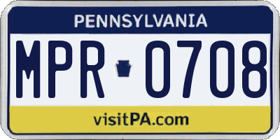 PA license plate MPR0708