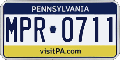 PA license plate MPR0711