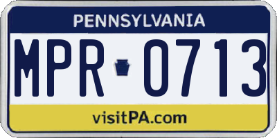 PA license plate MPR0713