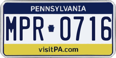 PA license plate MPR0716