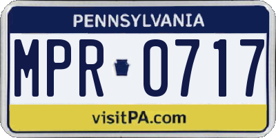 PA license plate MPR0717