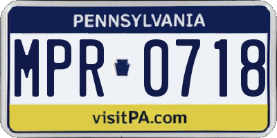 PA license plate MPR0718