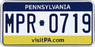 PA license plate MPR0719