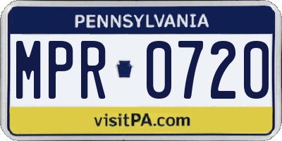 PA license plate MPR0720