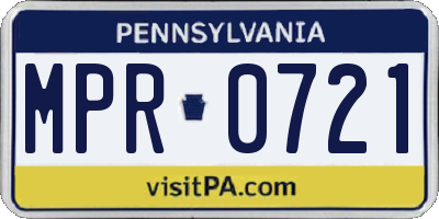 PA license plate MPR0721